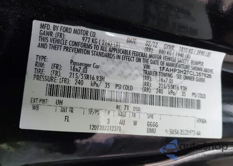 2012 Ford Focus Sel из США, поврежденный, VIN 1FAHP3H27CL357626